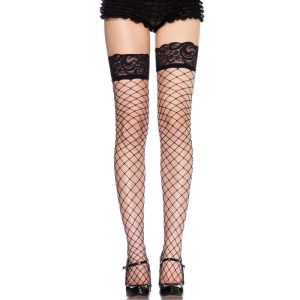 LEG Avenue Hosiery Kousen voor bovenbeen van visnet en zwart kant LEG Avenue Hosiery Kousen voor bovenbeen van visnet en zwart kant - Afbeelding 1