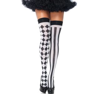 LEG Avenue Hosiery Harlekin-Oberschenkelstrümpfe schwarz/weiß LEG Avenue Hosiery Harlekin-Oberschenkelstrümpfe schwarz/weiß - Afbeelding 1