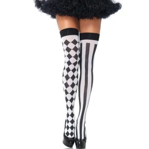 LEG Avenue Hosiery Harlekin-Oberschenkelstrümpfe schwarz/weiß