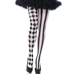 Leg Avenue Harlekijn-panty zwart/wit