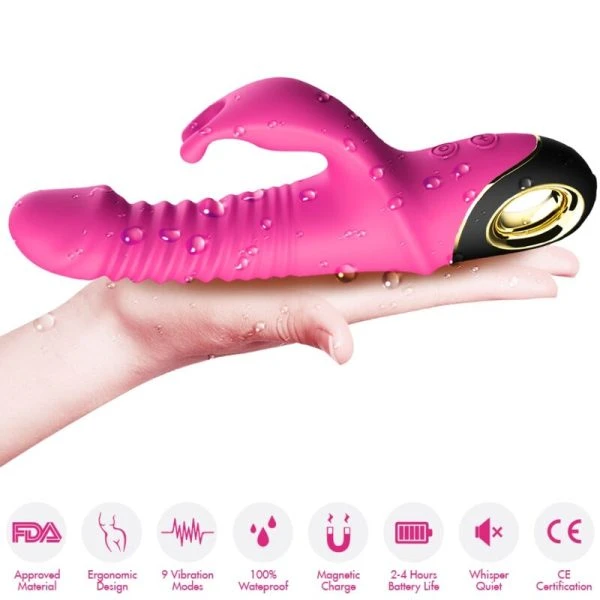 Armony Vibrators Zing Dildo Vibrator Konijn met Clitorisstimulator Fuchsia