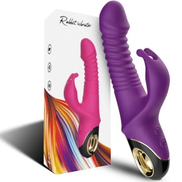 Armony Vibrators Zing Dildo-Vibrator met Clitorisstimulator, Konijn-ontwerp, Paars