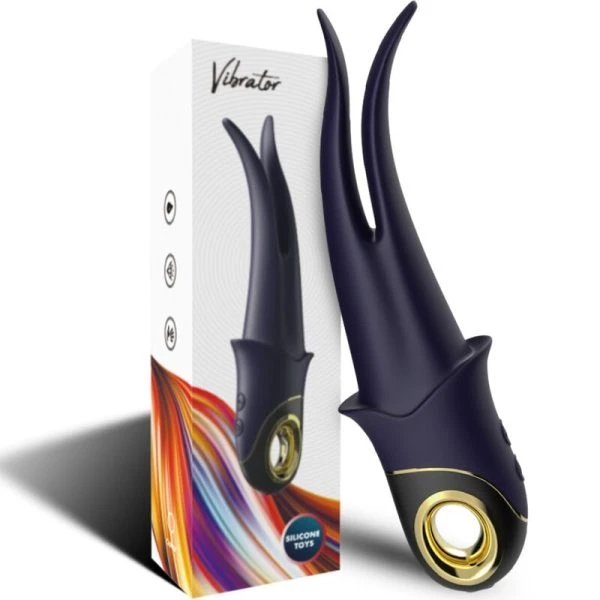 Armony Vibrators Doppelkopf-Vibrator Teasing mit Zungendesign, blau