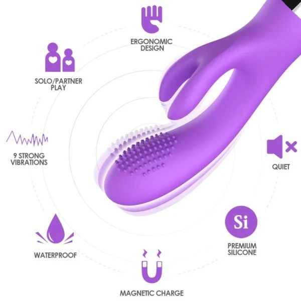 Armony Vibrators Konijnenvibrator met clitorisstimulator, paars