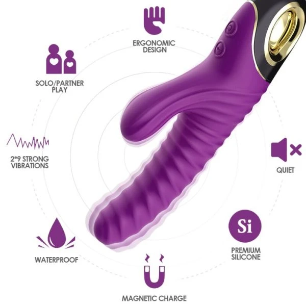 Armony Vibrators Eternity Vibrator met clitorisstimulator van siliconen, paars