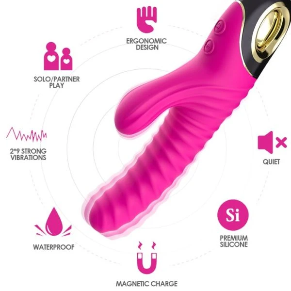 Armony Vibrators Eternity Vibrator met clitorisstimulator van siliconen Fuchsia