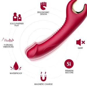 Armony Vibrators Prince Dildo Vibrator & Rotator mit biegsamem Hals rot