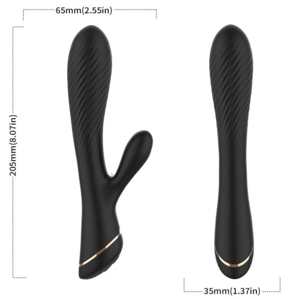 Armony Vibrators Konijnenvibrator van siliconen, zwart, met clitorisstimulator