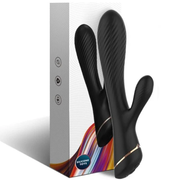 Armony Vibrators Konijnenvibrator van siliconen, zwart, met clitorisstimulator