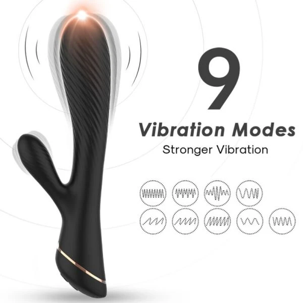 Armony Vibrators Konijnenvibrator van siliconen, zwart, met clitorisstimulator