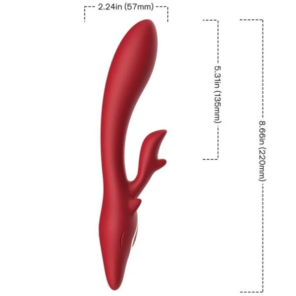 Armony Vibrators Elch-Vibrator met clitorisstimulator, gebogen, rood