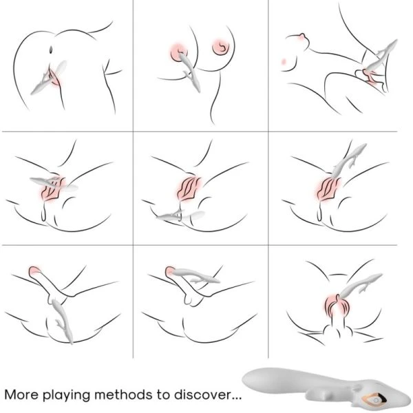 Armony Vibrators Elch-Vibrator met clitorisstimulator, gebogen, rood