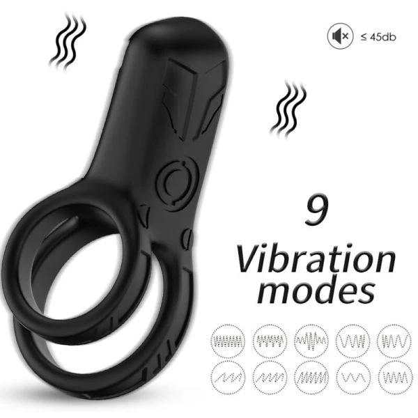 Armony FOR HIM Dubbele Ring Vibrator Zwart, medisch siliconen