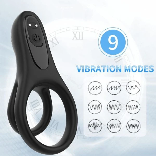 Armony FOR HIM Dubbele Ring Vibrator Zwart – Penisring met 9 Standen