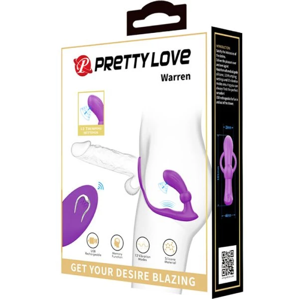 FOR HIM Pretty Love Warren Ring & Violett Anaalvibrator met Afstandsbediening
