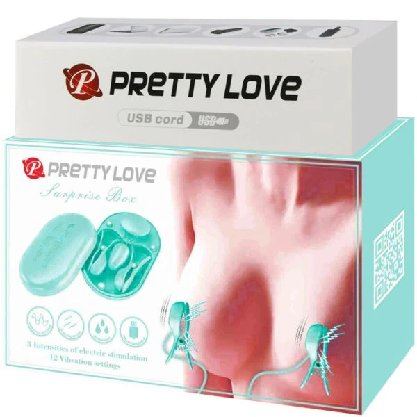 Remote Control Pretty Love Surprise BOX Elektrostimulatiepincet blauw