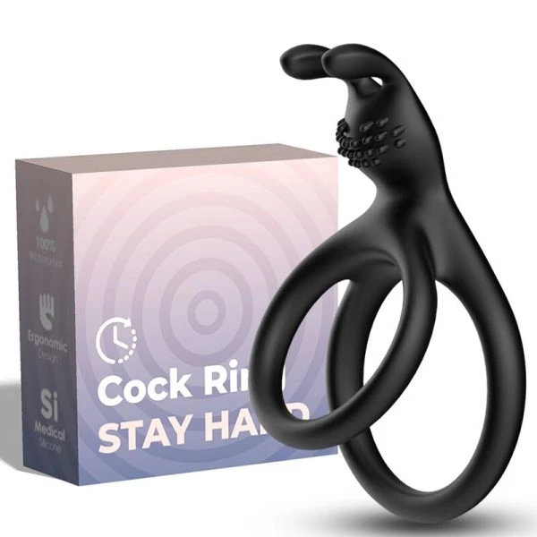 Armony FOR HIM Dubbele penisring met clitorisstimulator zwart