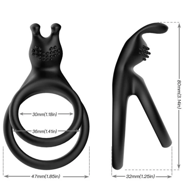 Armony FOR HIM Dubbele penisring met clitorisstimulator zwart