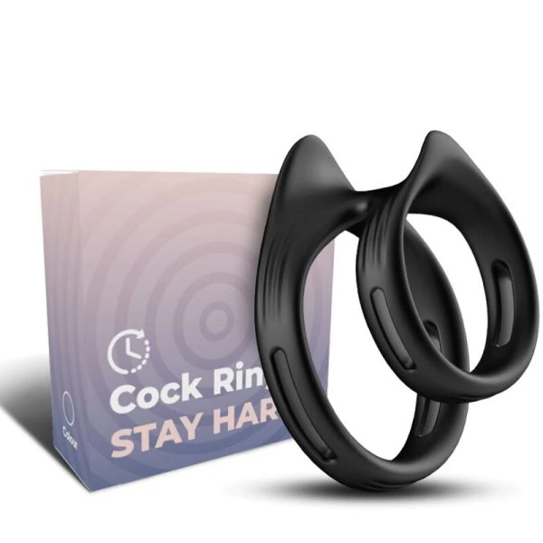 Armony FOR HIM Dubbele Penisring van siliconen, zwart, waterdicht
