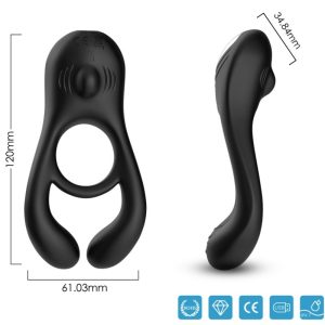 Armony for Him Veyron dubbele vibrator-penisring voor paren met afstandsbediening zwart Armony for Him Veyron dubbele vibrator-penisring voor paren met afstandsbediening zwart - Afbeelding 3