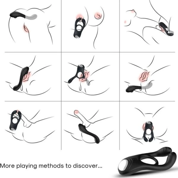 Armony for Him Veyron dubbele vibrator-penisring voor paren met afstandsbediening zwart Armony for Him Veyron dubbele vibrator-penisring voor paren met afstandsbediening zwart