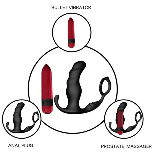 Armony Anaal Prostaatvibrator Knight met Penisring, zwart