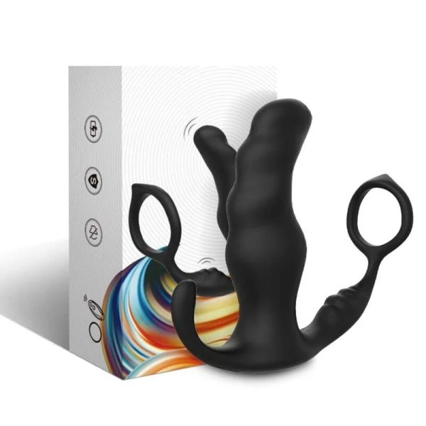 Armony Anaal Prostaatvibrator Knight met Penisring, zwart