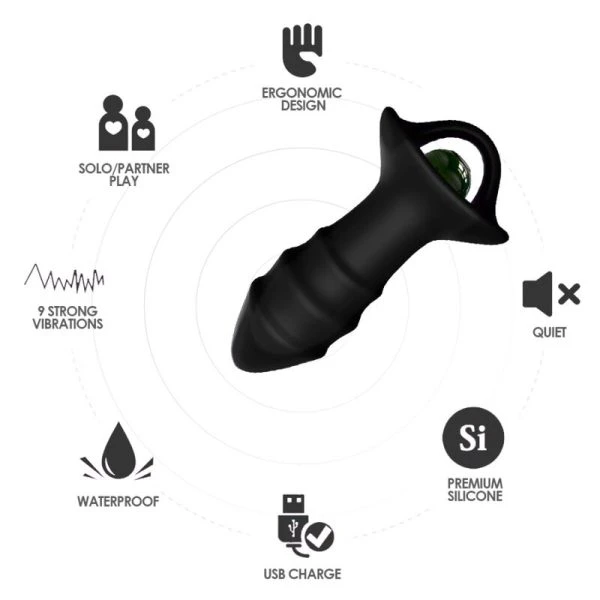 Armony Anal Kylin Fingervibrator & Analplug met Afstandsbediening Zwart