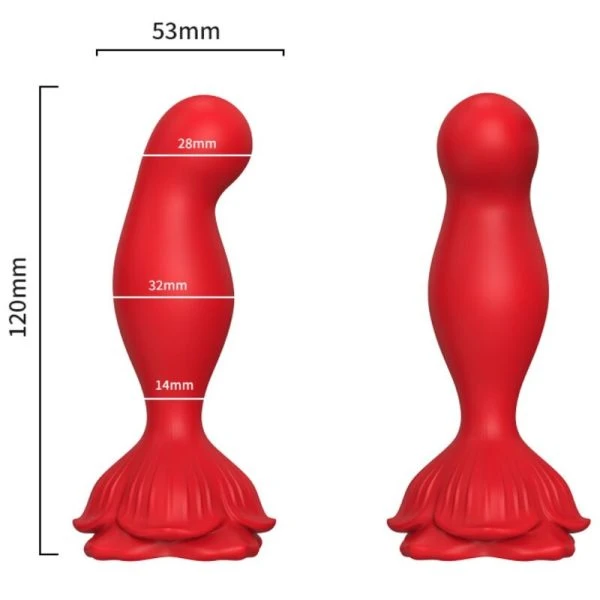 Armony Anal Vibrator with Anal Plug in Rose Shape, Red Armony Anal Vibrator with Anal Plug in Rose Shape, Red