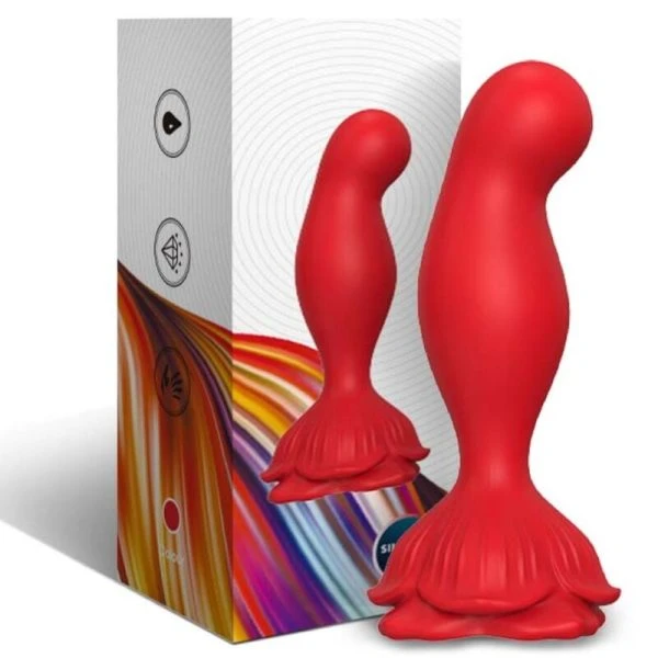 Armony Anal Vibrator with Anal Plug in Rose Shape, Red Armony Anal Vibrator with Anal Plug in Rose Shape, Red