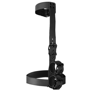Fetish Submissive Bondage-halsband en polsboeien set van vegan leer Fetish Submissive Bondage-halsband en polsboeien set van vegan leer - Afbeelding 4