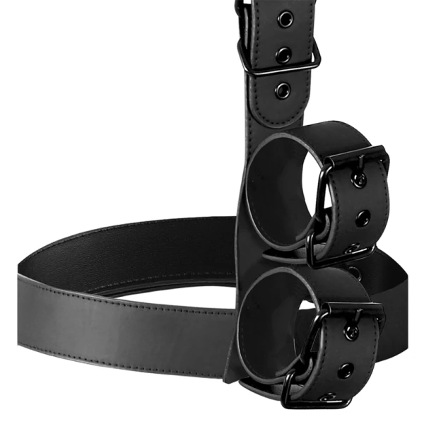 Fetish Submissive Bondage-halsband en polsboeien set van vegan leer Fetish Submissive Bondage-halsband en polsboeien set van vegan leer