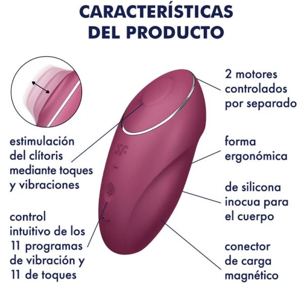 Satisfyer Layons Tap & Climax 1 Opgelegvibrator met kopfunctie rood