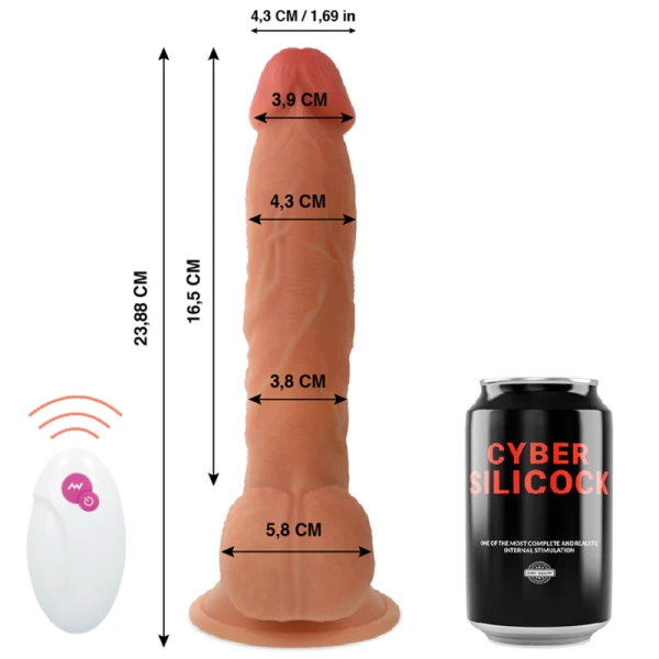 Cyber Silicock Naturvibrator met afstandsbediening, 23,88 cm