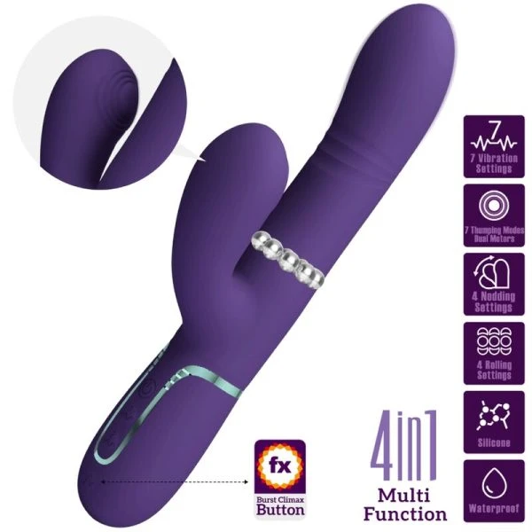 High Tech Pretty Love Multifunktions-Rabbit-Vibrator met G-Punt-Stimulatie paars