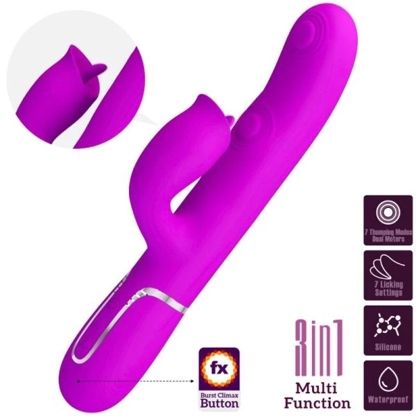 High Tech Pretty Love Konijnenvibrator met likfunctie Fuchsia