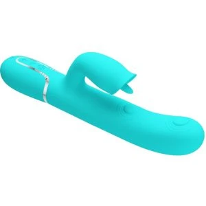 High Tech Pretty Love Kaninchenvibrator mit Leckfunktion Aquagrün
