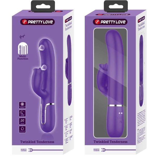 High Tech Pretty Love Konijnenvibrator met Clitorisstimulator, paars