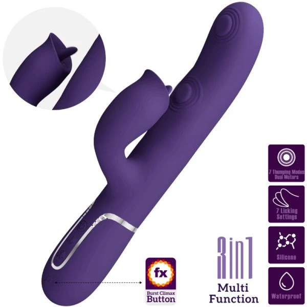 High Tech Pretty Love Konijnenvibrator met Clitorisstimulator, paars