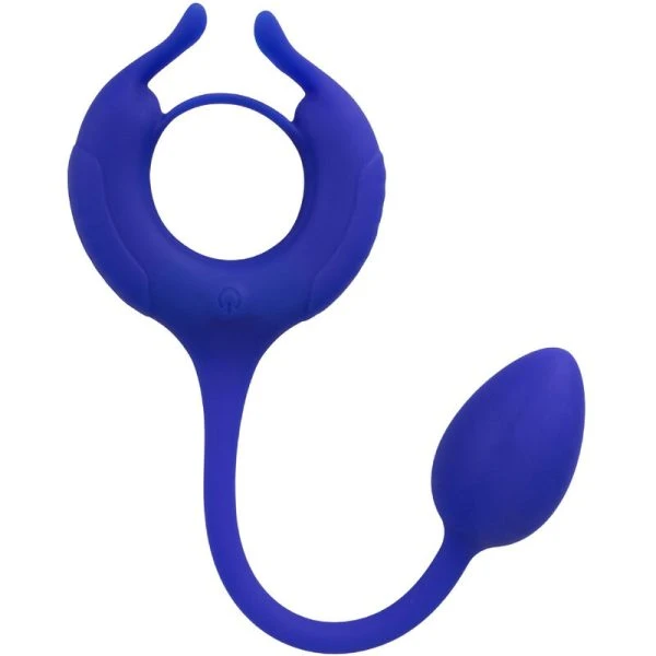 Calexotics Admiral Penisring met gewicht en vibratie, blauw