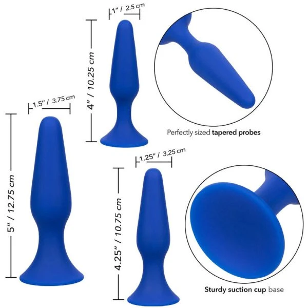Calexotics Admiral Anal Training Kit 3 Silikon-Analplugs Blau