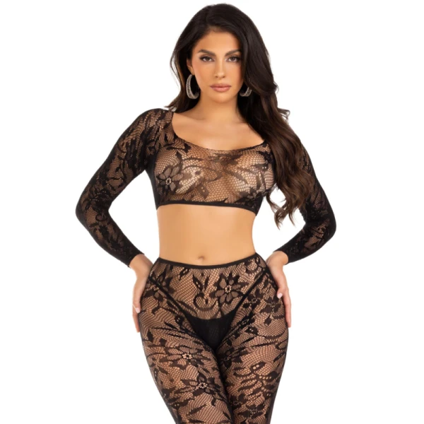 Leg Avenue Dessous-Set aus Crop-Top und Strumpfhose