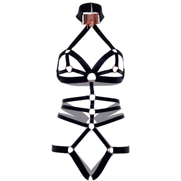 LEG Avenue Kink Elastische Lichaamsriem zonder kruis met roségouden slot