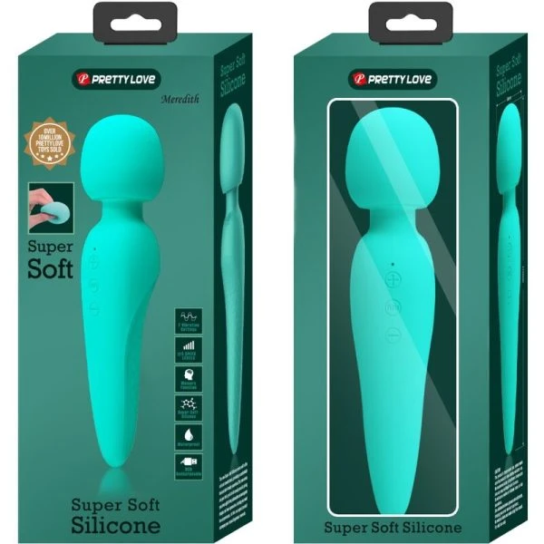 High Tech Pretty Love Meredith Massager met 12 vibratiestanden, aquagroen