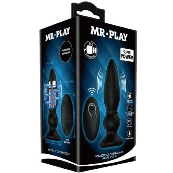 MR Play Krachtige Vibrator met Afstandsbediening Anaalplug Zwart MR Play Krachtige Vibrator met Afstandsbediening Anaalplug Zwart