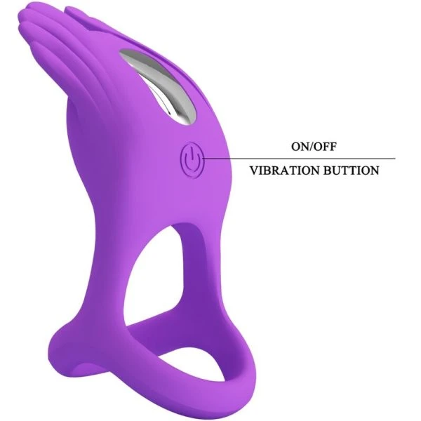 FOR HIM Pretty Love Silas Vibrator-Penisring met 7 standen, paars