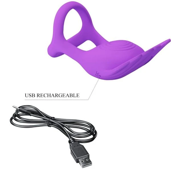 FOR HIM Pretty Love Silas Vibrator-Penisring met 7 standen, paars