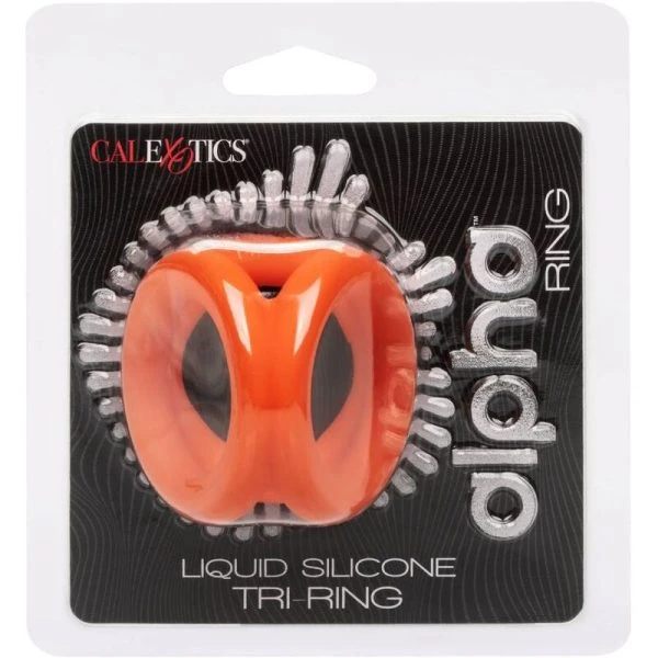 Calexotics Alpha Tri-Ring Orange Penis Ring made of Liquid Silicone