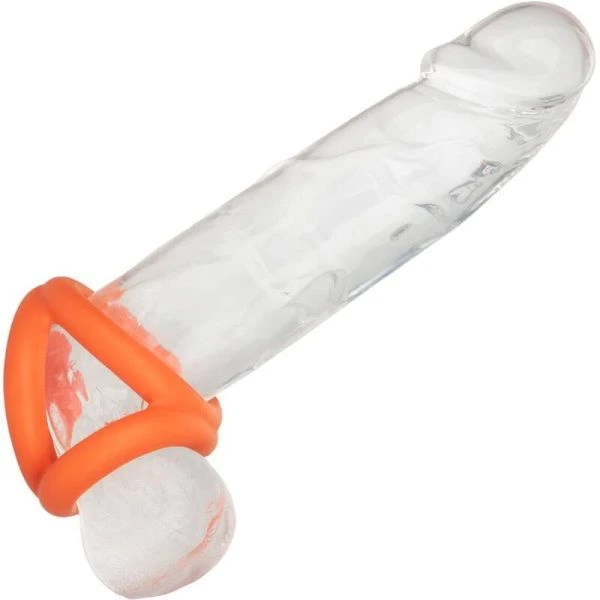 Calexotics Alpha Tri-Ring Orange Penis Ring made of Liquid Silicone