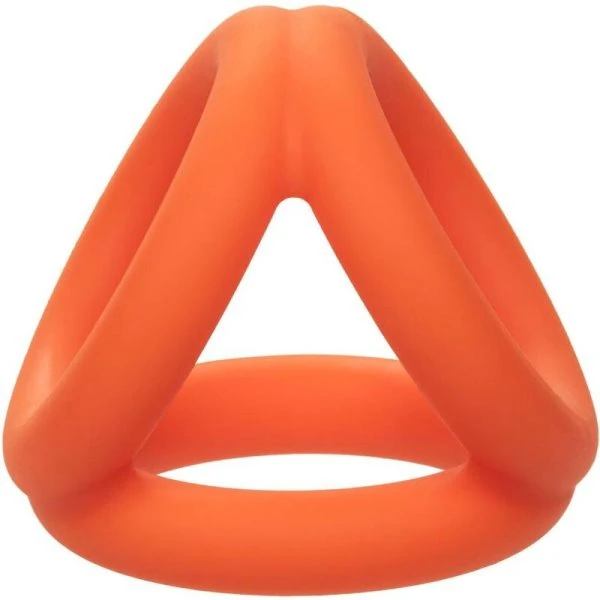 Calexotics Alpha Tri-Ring Orange Penis Ring made of Liquid Silicone